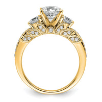 14k 1 3/4ct Cert Lab Grown Diamond VS/SI+ G+ Round Comp 3 Stone Eng Ring
