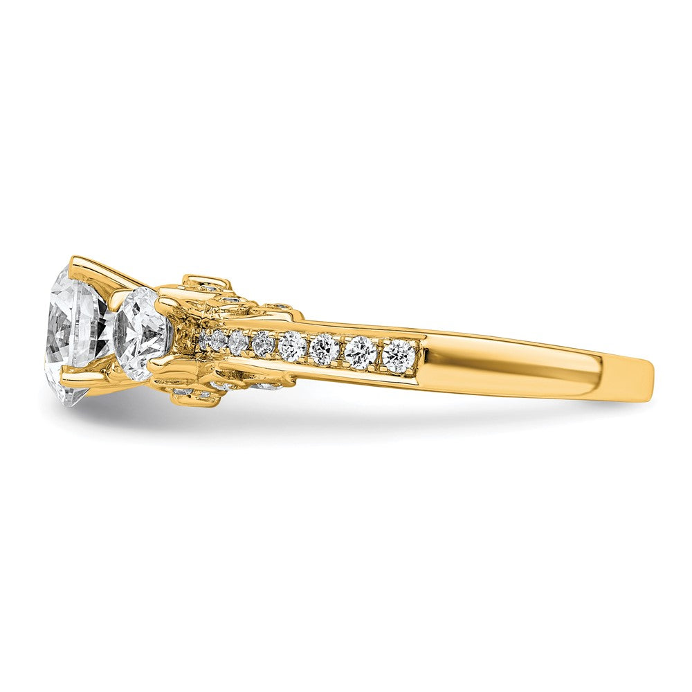 14k 1 3/4ct Cert Lab Grown Diamond VS+ F+ Round Comp 3 Stone Eng Ring