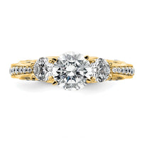 14k 1 3/4ct Cert Lab Grown Diamond VS+ F+ Round Comp 3 Stone Eng Ring