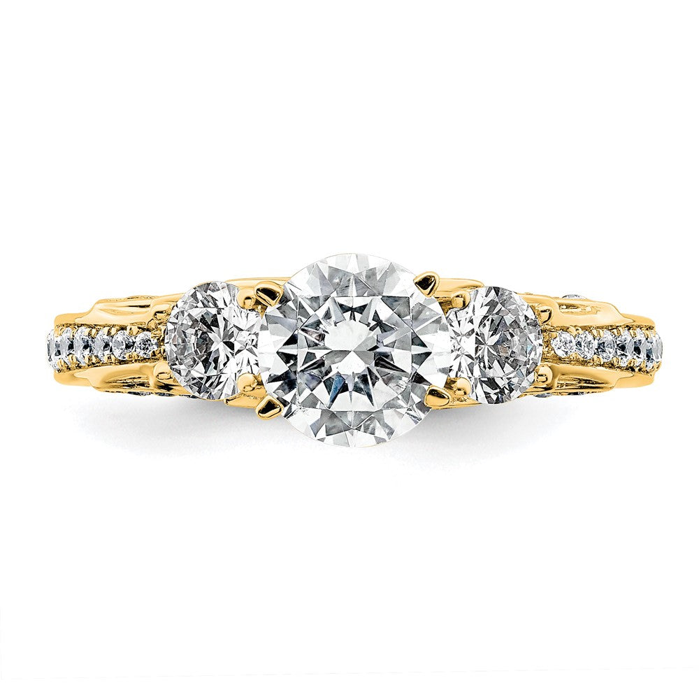 14k 1 3/4ct Cert Lab Grown Diamond VS/SI+ G+ Round Comp 3 Stone Eng Ring