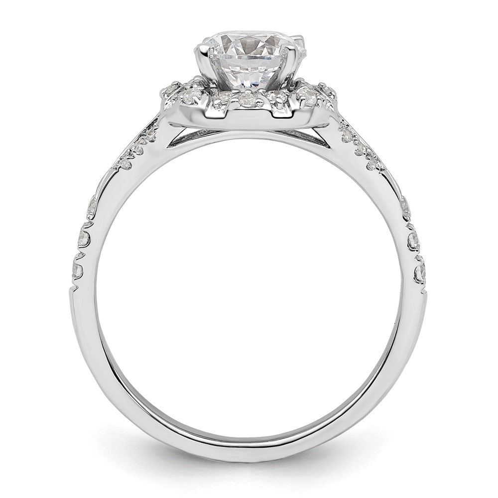 14k White Gold 1/3 ct Lab Grown Dia VS/SI+ G+ 1 ct Center Semi Halo Eng Rin
