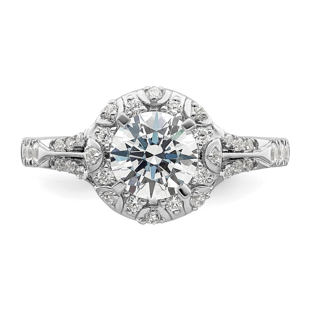 14k White Gold 1/3 ct Lab Grown Dia VS/SI+ G+ 1 ct Center Semi Halo Eng Rin