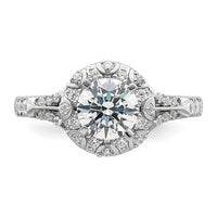 14k White Gold 1/3 ct Lab Grown Dia VS/SI+ G+ 1 ct Center Semi Halo Eng Rin