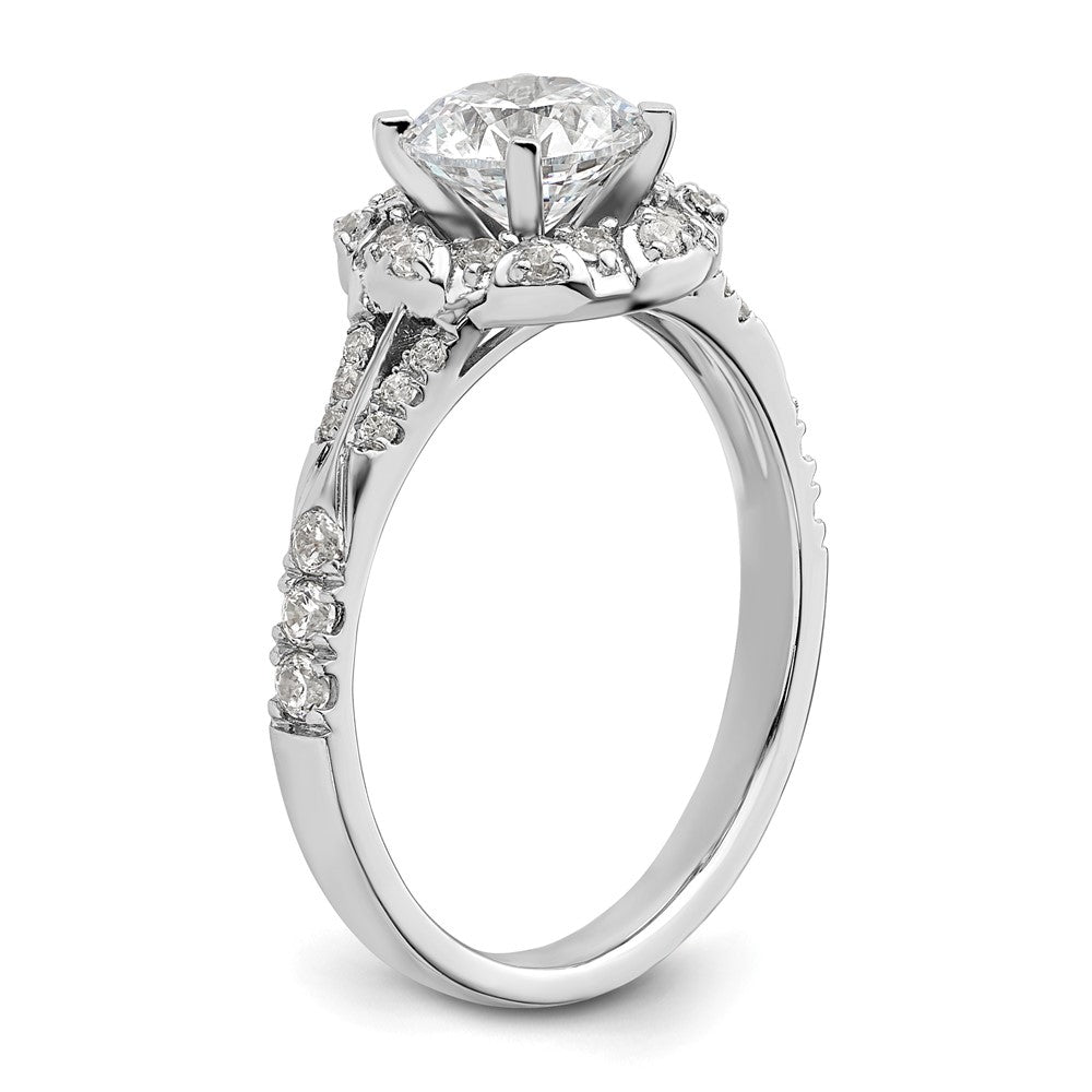 14k White Gold 1/3 ct Lab Grown Dia VS/SI+ G+ 1 ct Center Semi Halo Eng Rin