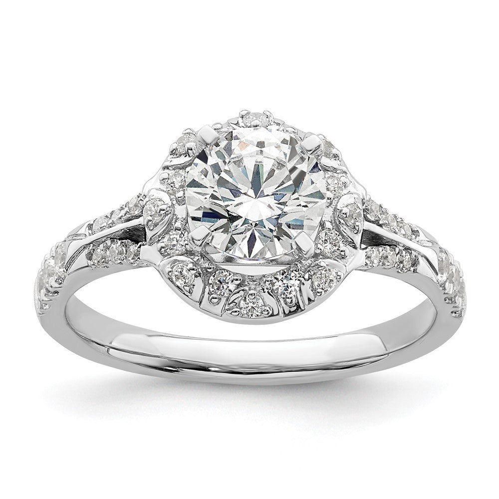 14k White Gold 1/3 ct Lab Grown Dia VS/SI+ G+ 1 ct Center Semi Halo Eng Rin