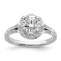 14k White Gold 1/3 ct Lab Grown Dia VS/SI+ G+ 1 ct Center Semi Halo Eng Rin