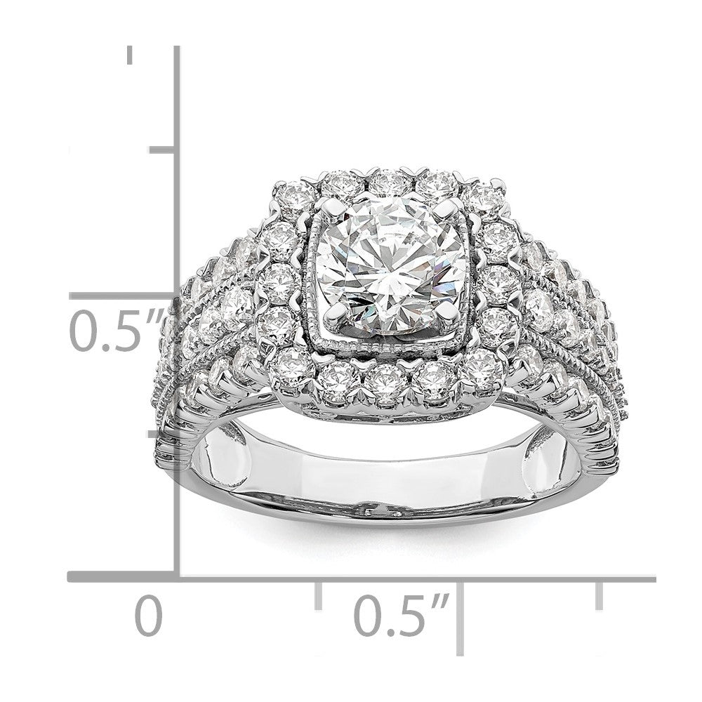 14k White Gold 1 1/3 ct Lab Grown Dia VS/SI+ G+ 1 ct Center Semi Engmt Ring