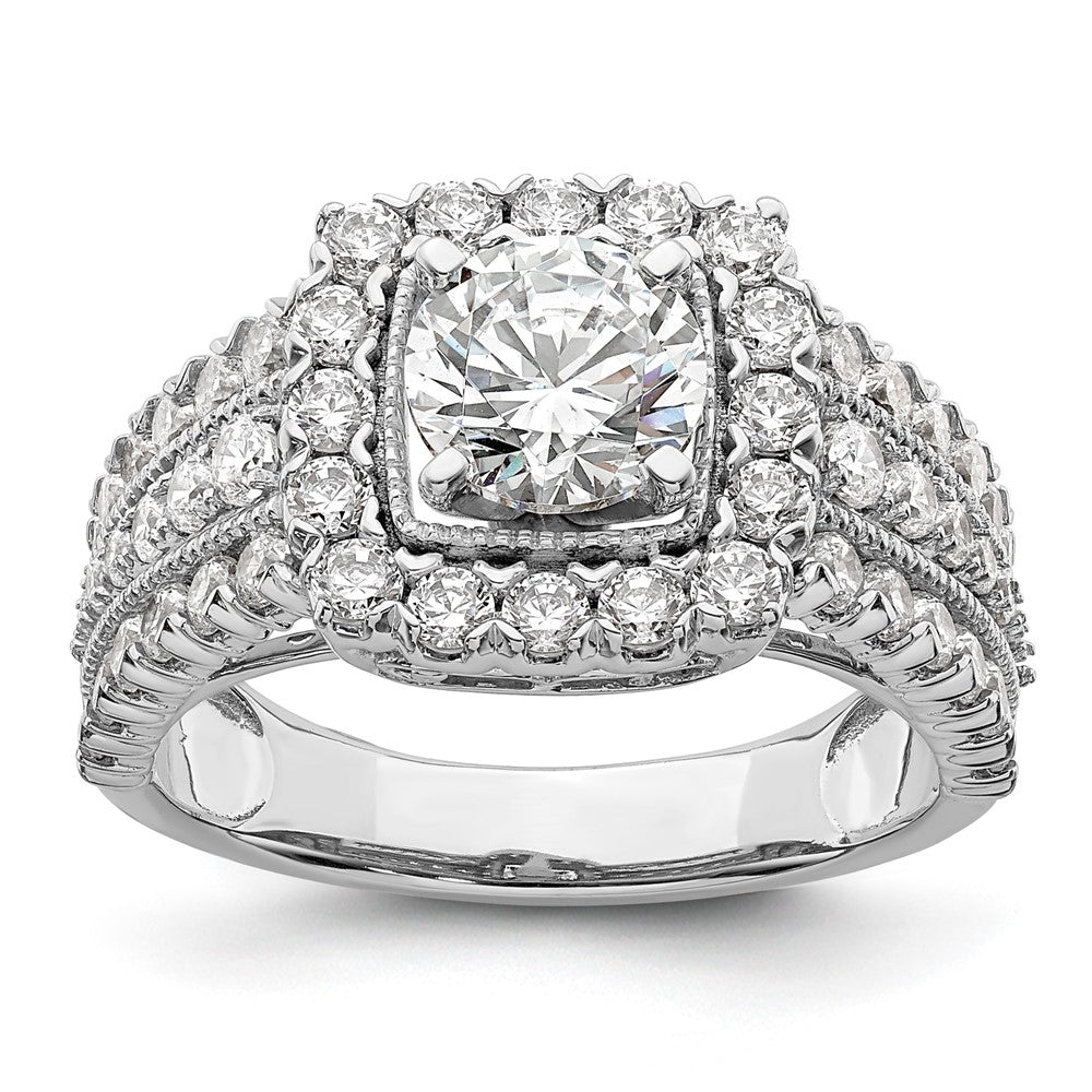 14k White Gold 1 1/3 ct Lab Grown Dia VS/SI+ G+ 1 ct Center Semi Engmt Ring