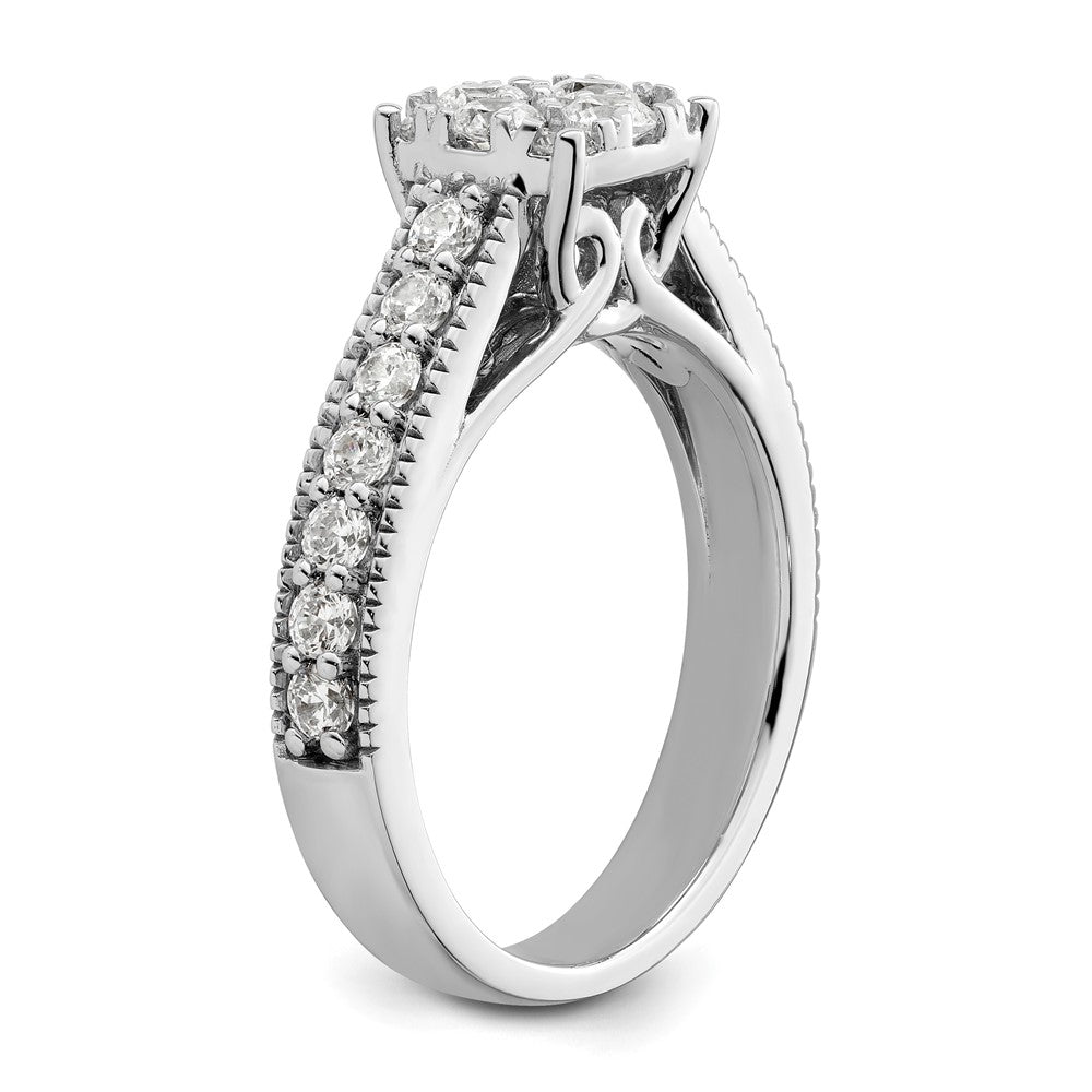 14kw 1ct Lab Grown Diamond VS/SI+ G+ Comp Cluster Engagement Ring
