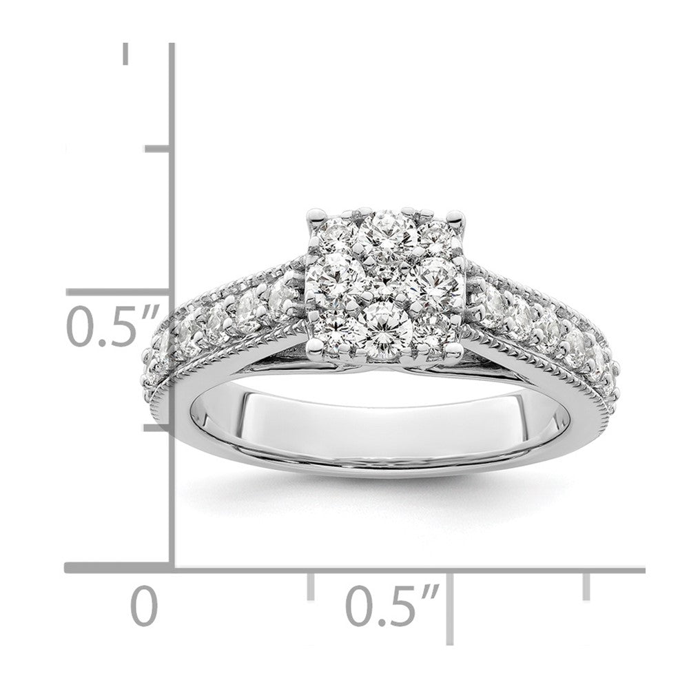 14kw 1ct Lab Grown Diamond VS/SI+ G+ Comp Cluster Engagement Ring