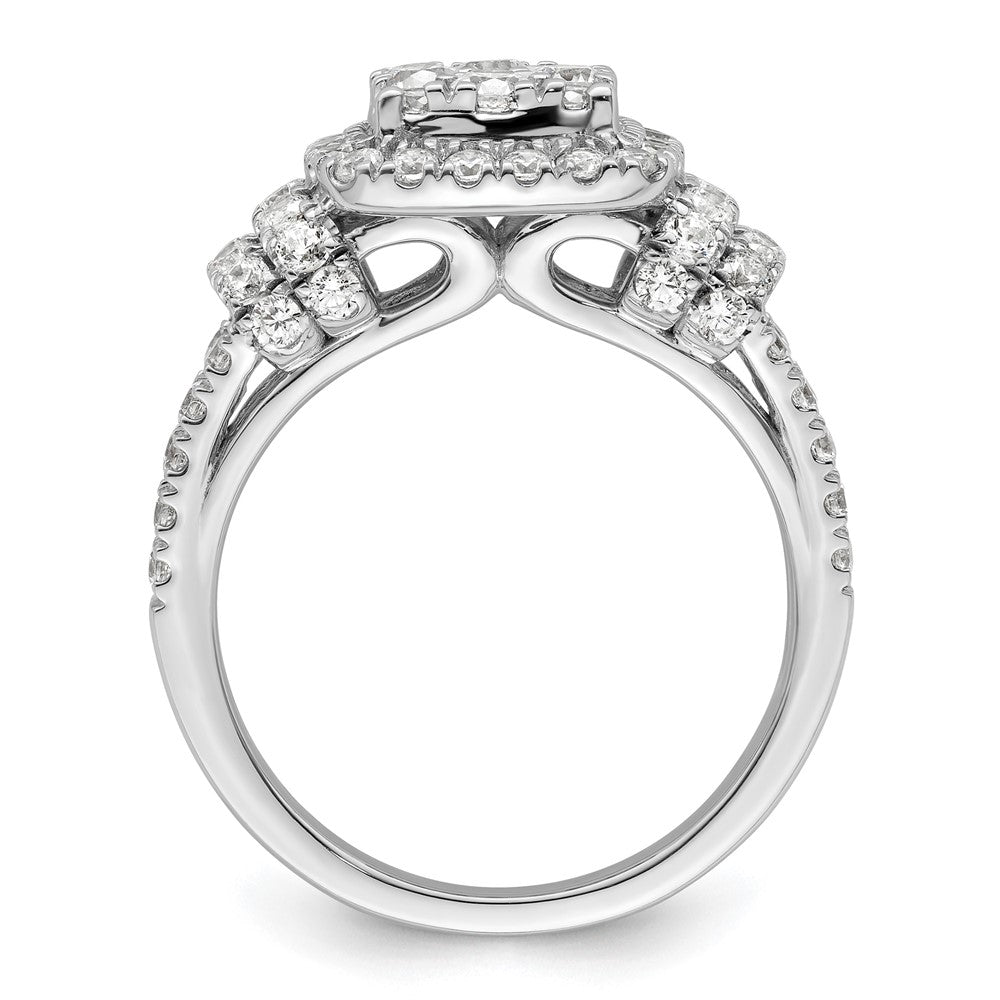 14k White Gold 1 1/2ct Lab Grown Diamond VS/SI+ G+ Comp Cluster Eng Ring