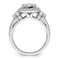 14k White Gold 1 1/2ct Lab Grown Diamond VS/SI+ G+ Comp Cluster Eng Ring