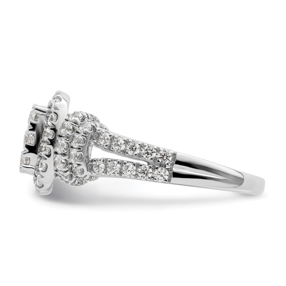 14k White Gold 1 1/2ct Lab Grown Diamond VS/SI+ G+ Comp Cluster Eng Ring