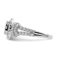 14k White Gold 1 1/2ct Lab Grown Diamond VS/SI+ G+ Comp Cluster Eng Ring