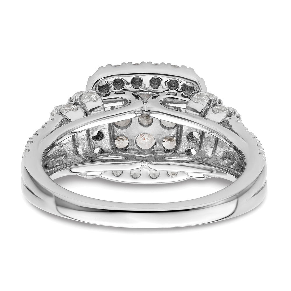 14k White Gold 1 1/2ct Lab Grown Diamond VS/SI+ G+ Comp Cluster Eng Ring