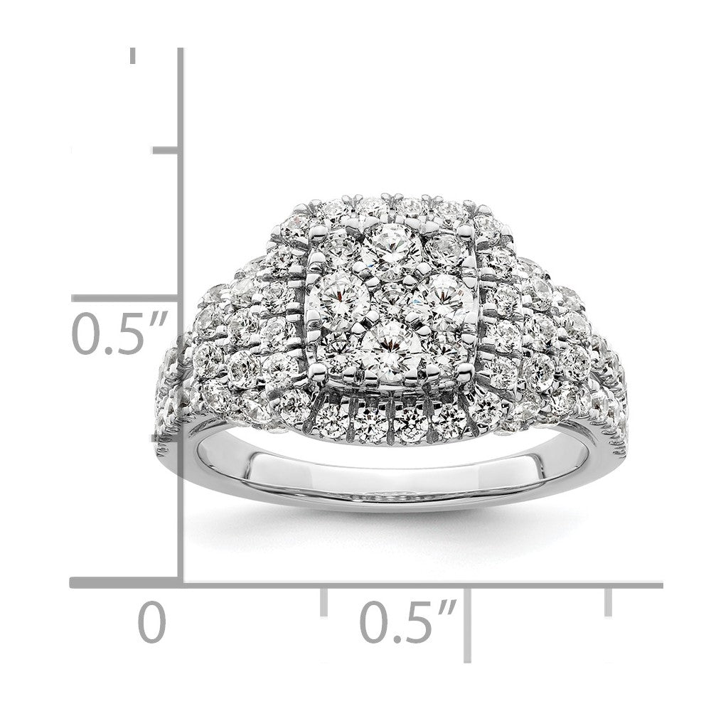 14k White Gold 1 1/2ct Lab Grown Diamond VS/SI+ G+ Comp Cluster Eng Ring