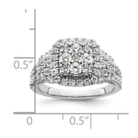 14k White Gold 1 1/2ct Lab Grown Diamond VS/SI+ G+ Comp Cluster Eng Ring