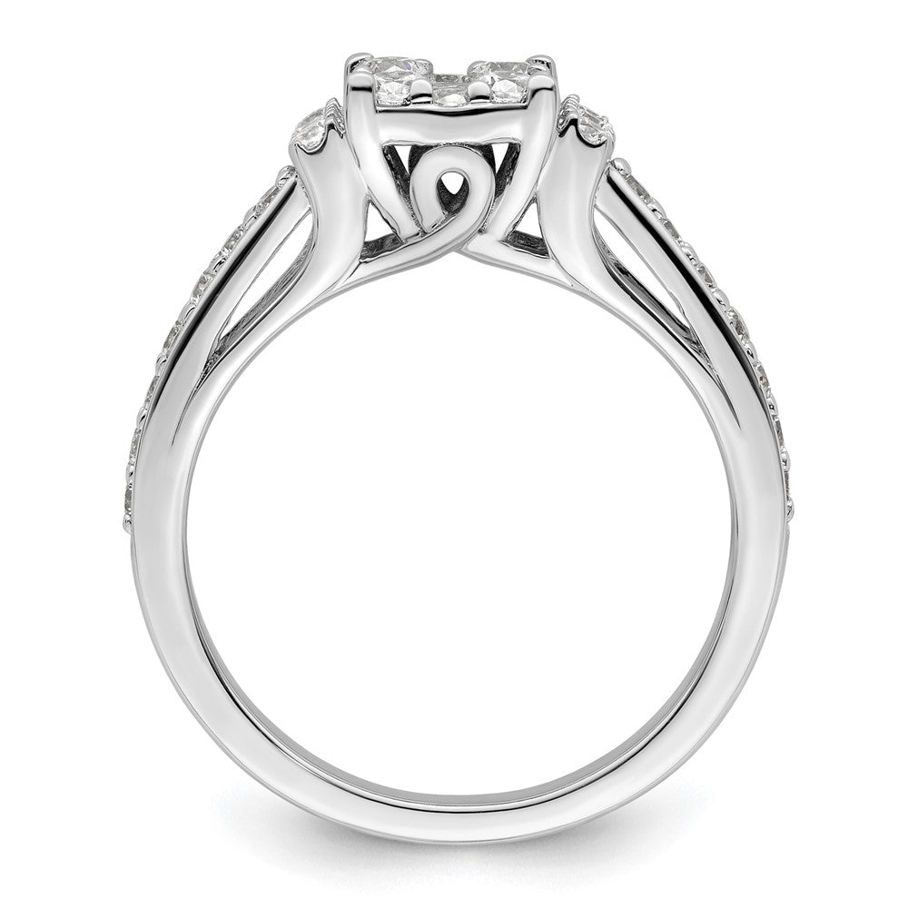 14kw 3/4ct Lab Grown Diamond VS/SI+ G+ Comp Cluster Engagement Ring