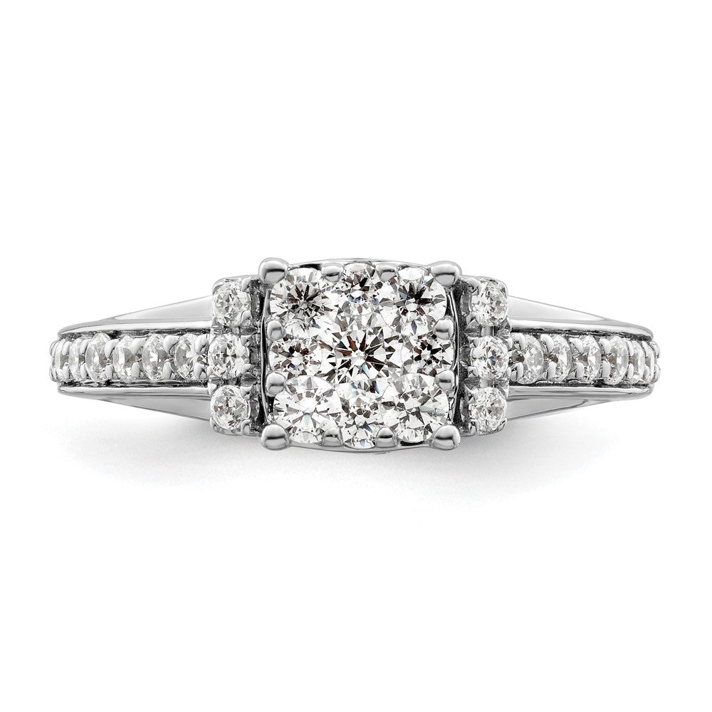 14kw 3/4ct Lab Grown Diamond VS/SI+ G+ Comp Cluster Engagement Ring