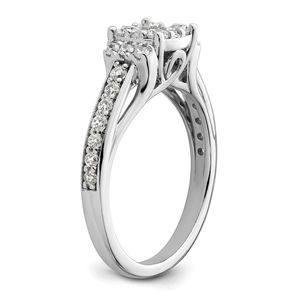 14kw 3/4ct Lab Grown Diamond VS/SI+ G+ Comp Cluster Engagement Ring