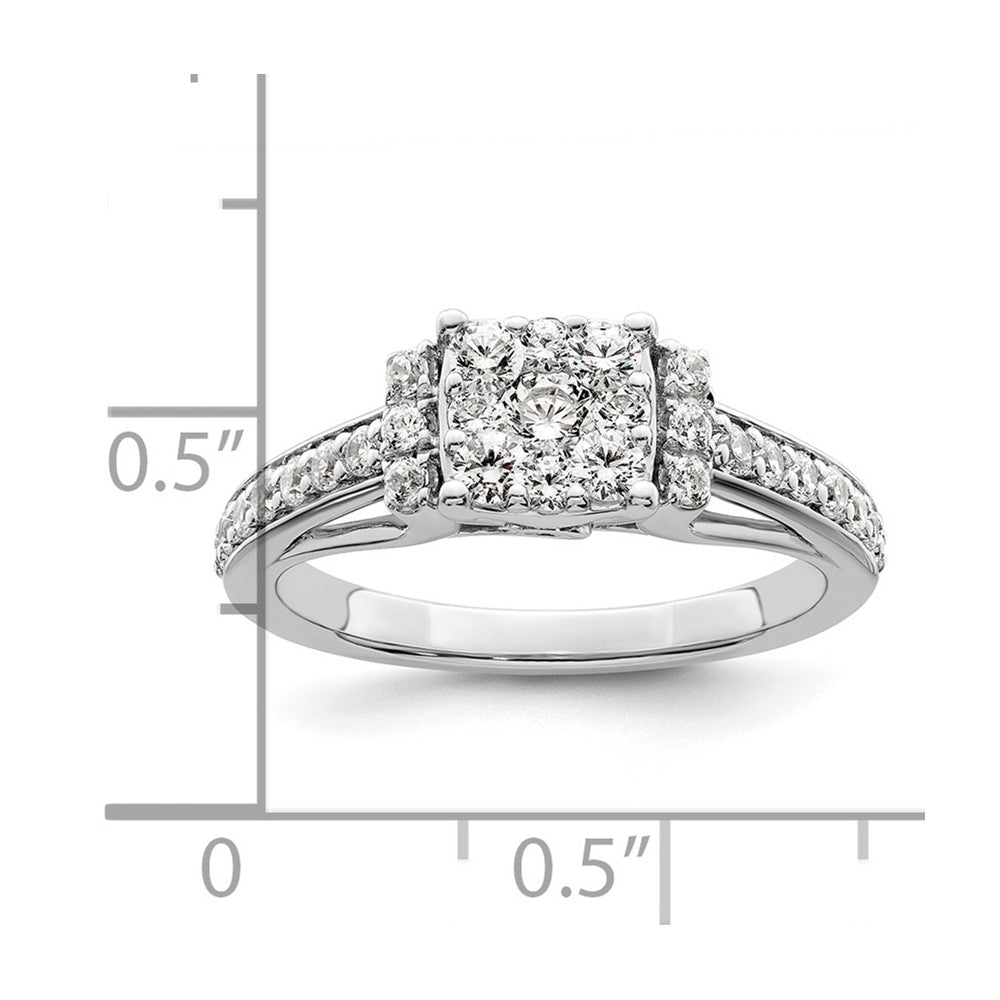 14kw 3/4ct Lab Grown Diamond VS/SI+ G+ Comp Cluster Engagement Ring
