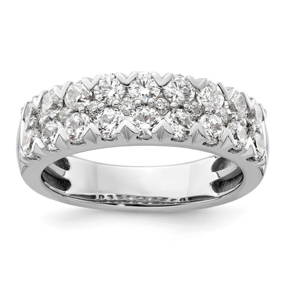 14k White Gold 1 1/2 ct Lab Grown Diamond VS/SI+ G+ Comp Double Row Band