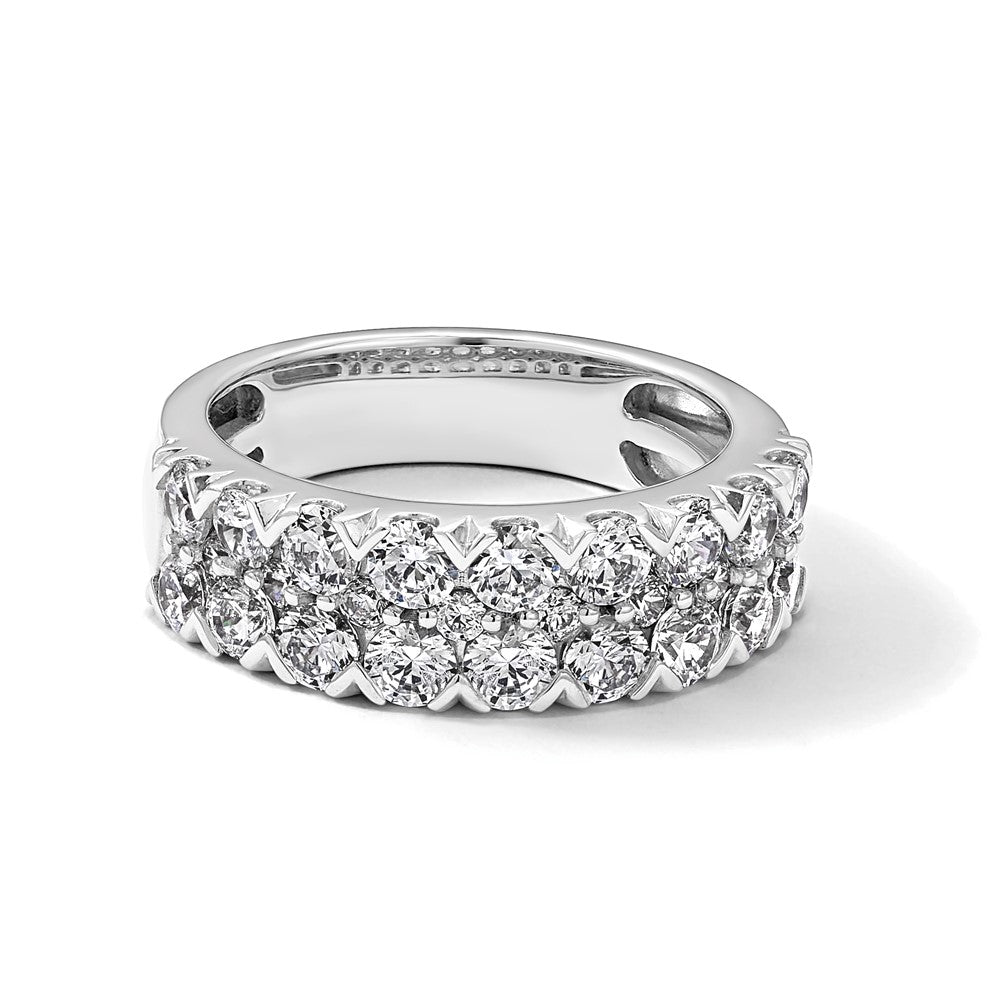 14k White Gold 1 1/2 ct Lab Grown Diamond VS/SI+ G+ Comp Double Row Band