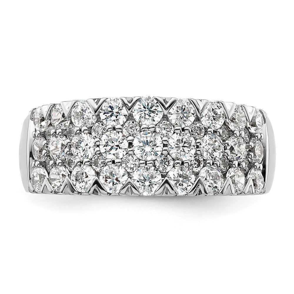 14k White Gold 1 1/2 ct Lab Grown Diamond VS/SI+ G+ Comp Triple Row Band