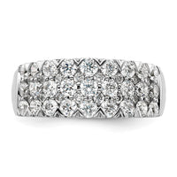 14k White Gold 1 1/2 ct Lab Grown Diamond VS/SI+ G+ Comp Triple Row Band