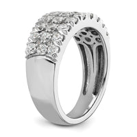 14k White Gold 1 1/2 ct Lab Grown Diamond VS/SI+ G+ Comp Triple Row Band