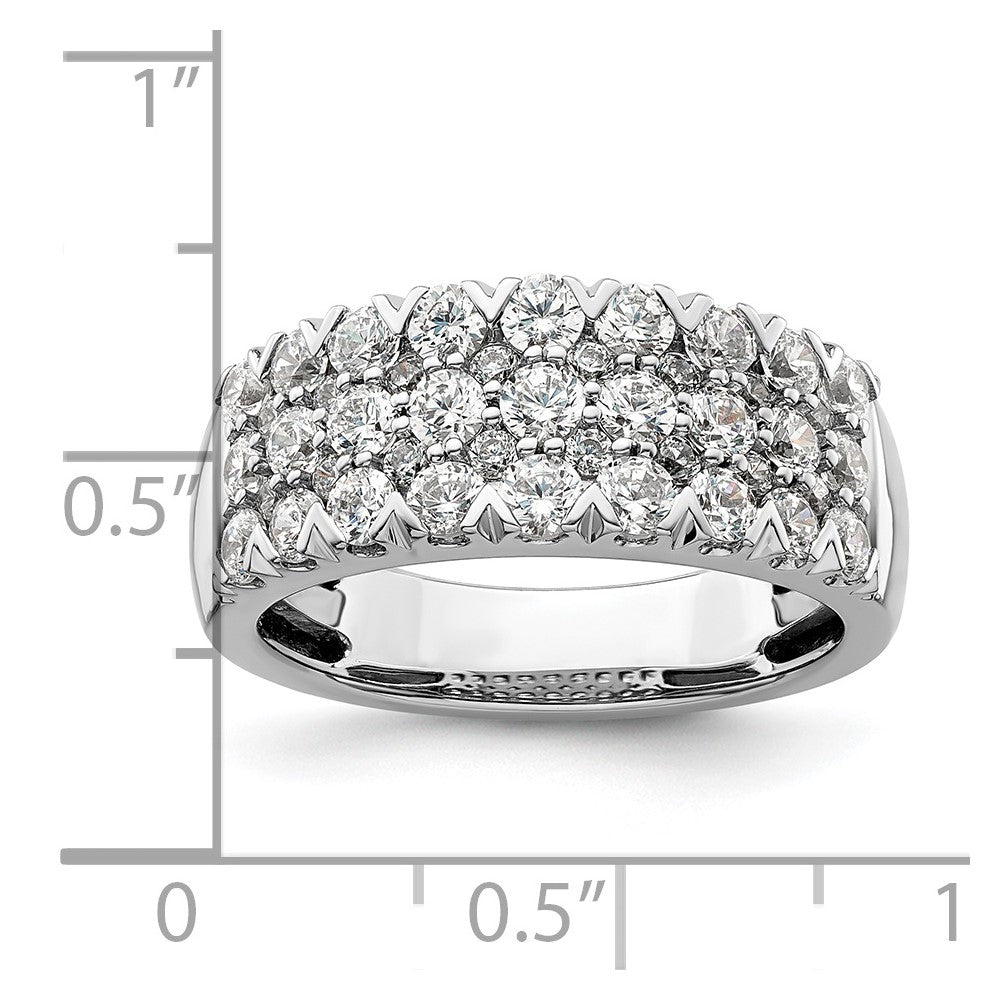 14k White Gold 1 1/2 ct Lab Grown Diamond VS/SI+ G+ Comp Triple Row Band