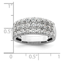 14k White Gold 1 1/2 ct Lab Grown Diamond VS/SI+ G+ Comp Triple Row Band