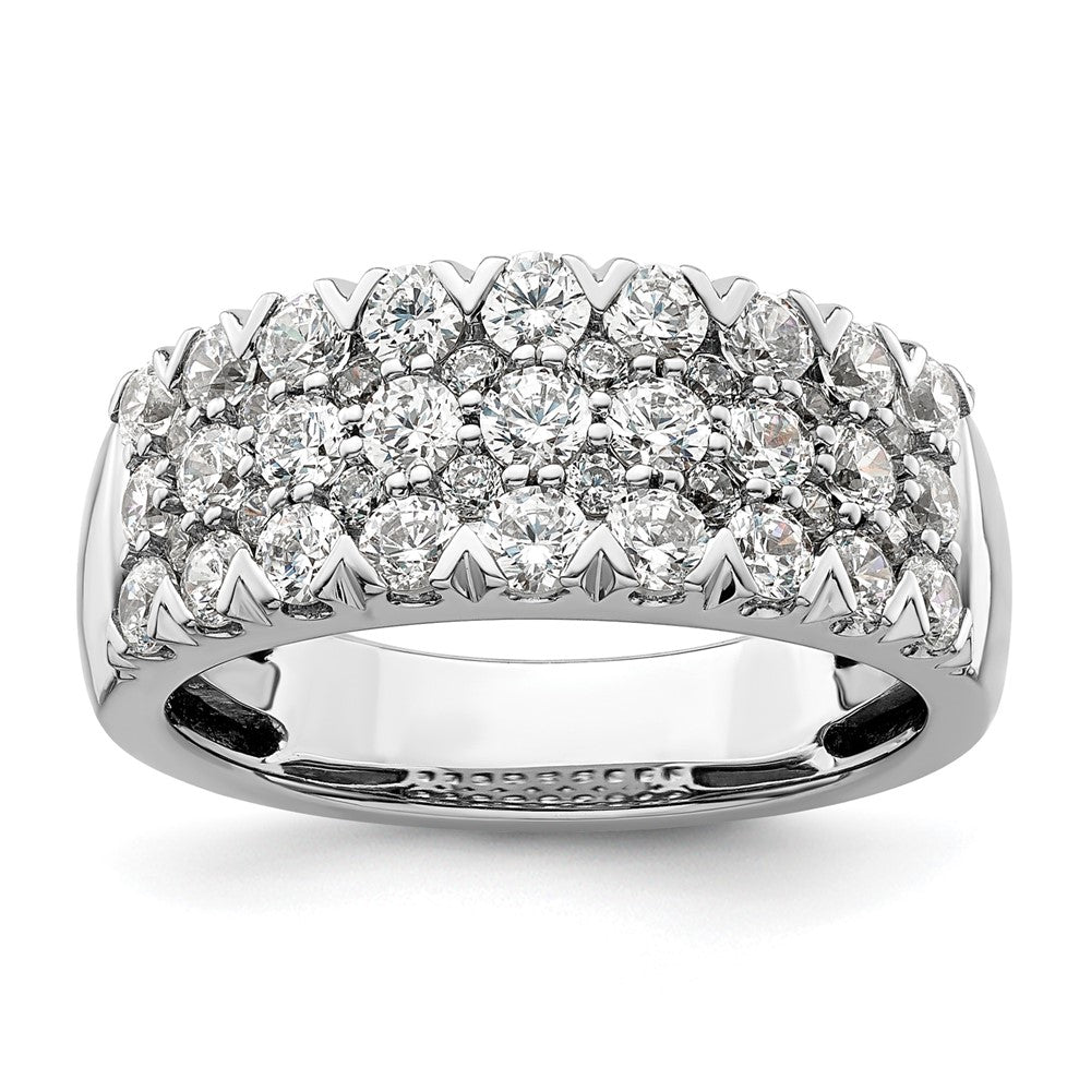 14k White Gold 1 1/2 ct Lab Grown Diamond VS/SI+ G+ Comp Triple Row Band