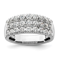14k White Gold 1 1/2 ct Lab Grown Diamond VS/SI+ G+ Comp Triple Row Band