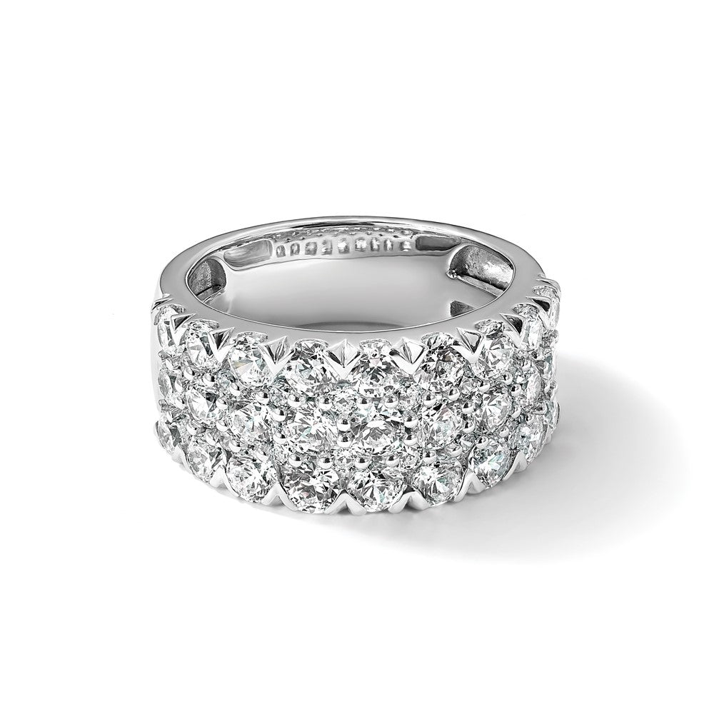 14k White Gold 3 ct Lab Grown Diamond VS/SI+ G+ Complete Triple Row Band