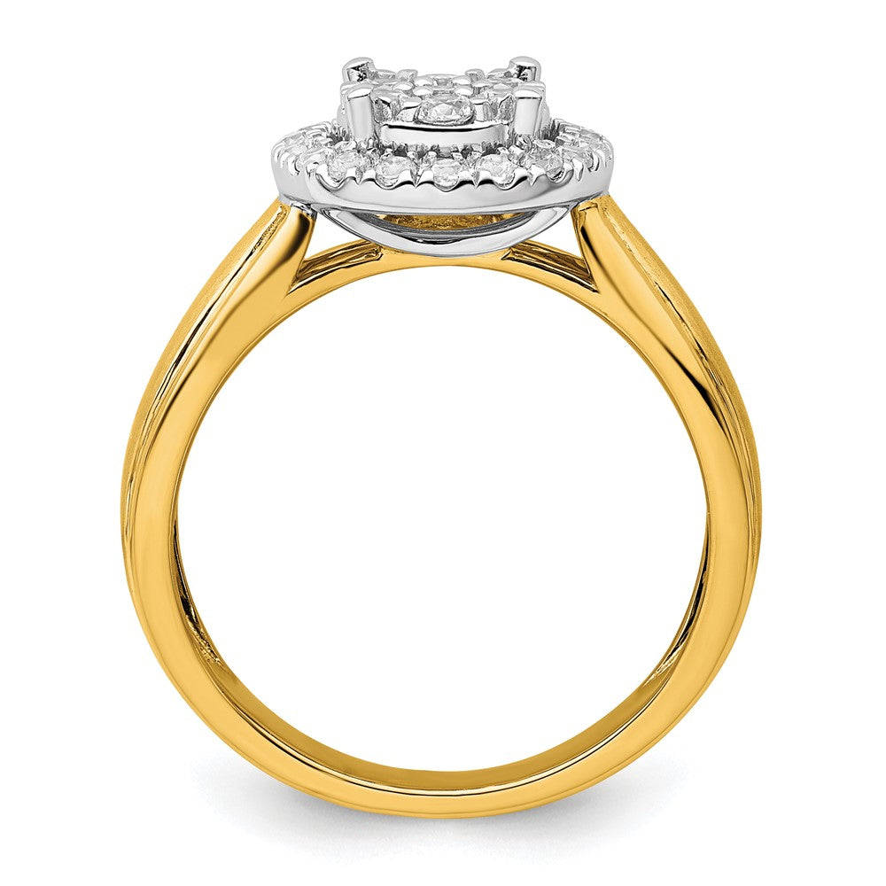 14k Two-tone 1/2ct Lab Grown Diamond VS/SI+ G+ Comp Cluster Eng Ring