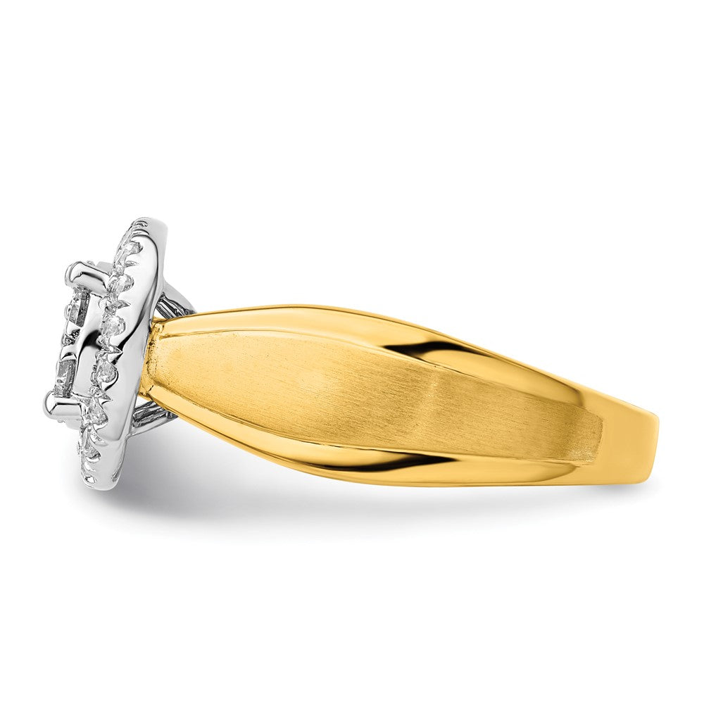 14k Two-tone 1/2ct Lab Grown Diamond VS/SI+ G+ Comp Cluster Eng Ring