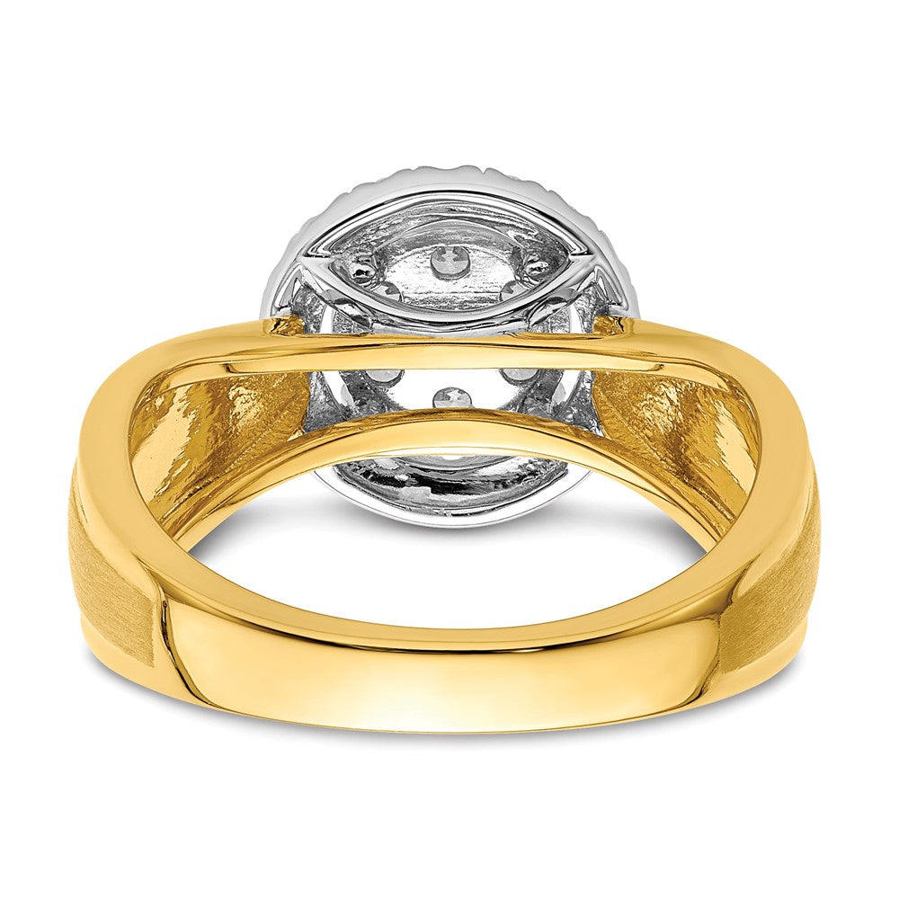 14k Two-tone 1/2ct Lab Grown Diamond VS/SI+ G+ Comp Cluster Eng Ring