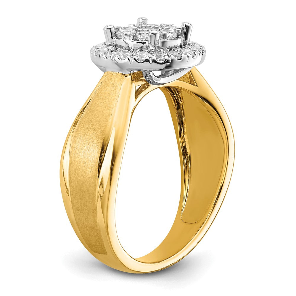 14k Two-tone 1/2ct Lab Grown Diamond VS/SI+ G+ Comp Cluster Eng Ring