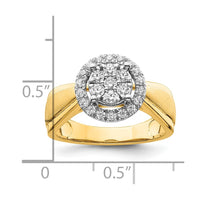 14k Two-tone 1/2ct Lab Grown Diamond VS/SI+ G+ Comp Cluster Eng Ring