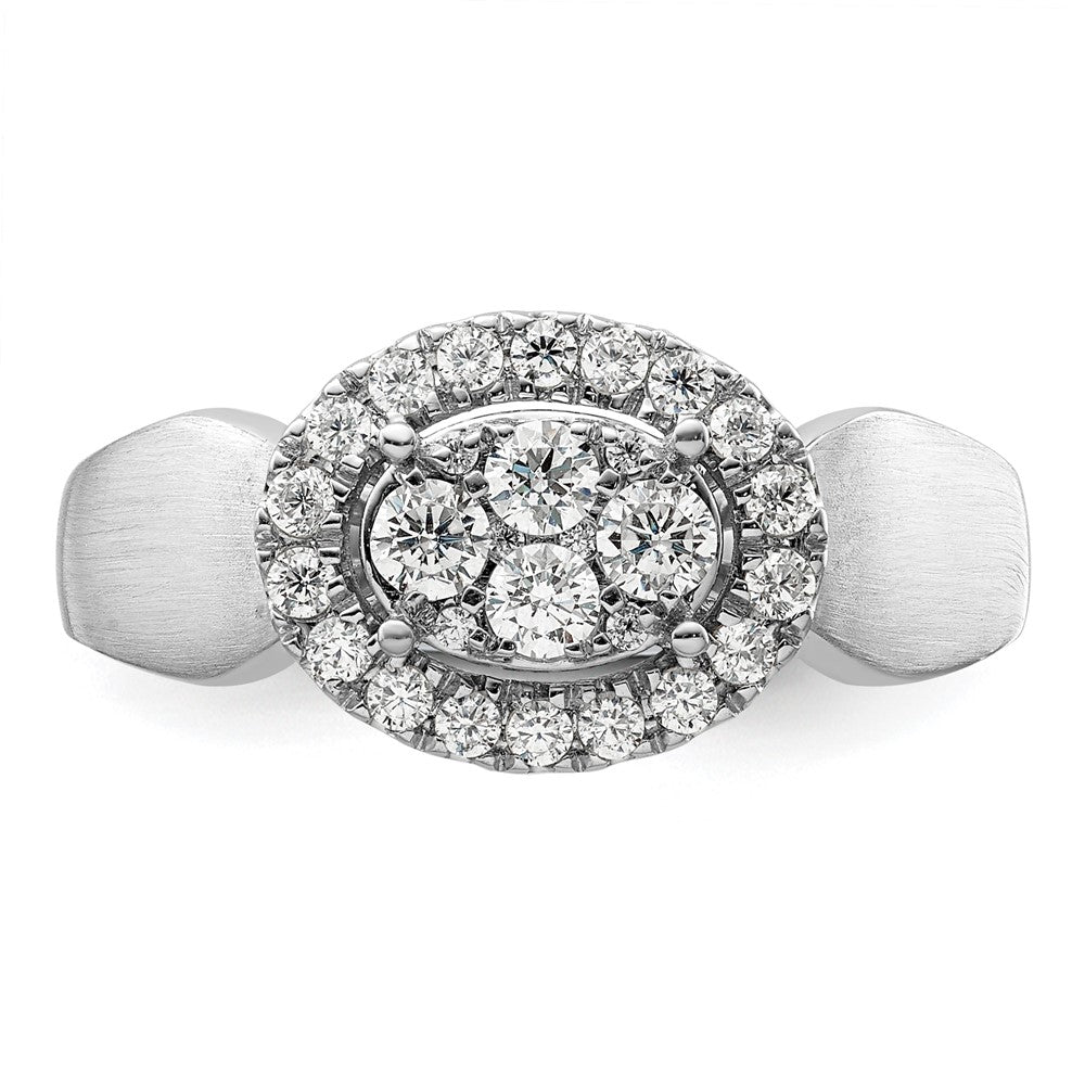 14kw 1/2ct Lab Grown Diamond VS/SI+ G+ Comp Cluster Engagement Ring