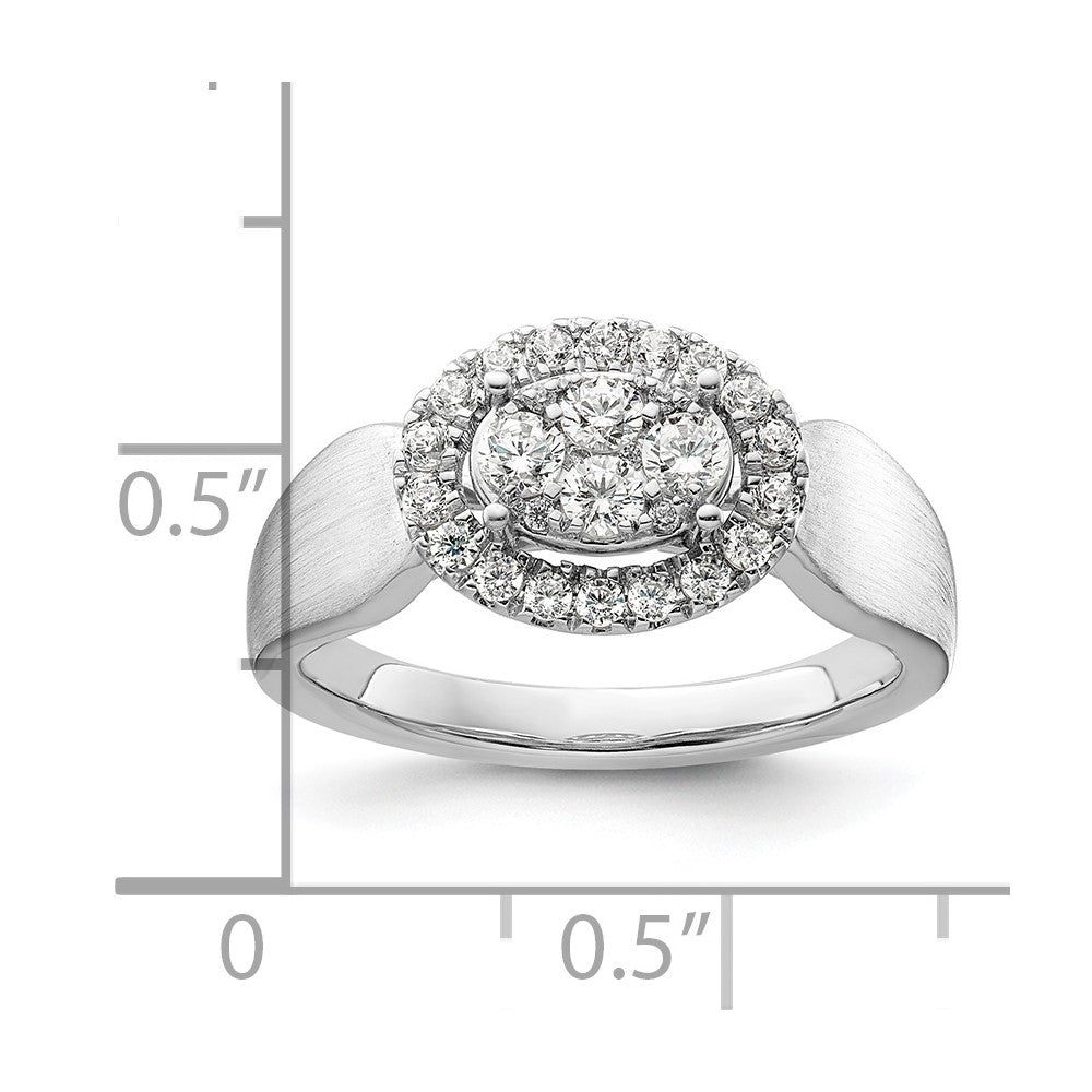 14kw 1/2ct Lab Grown Diamond VS/SI+ G+ Comp Cluster Engagement Ring