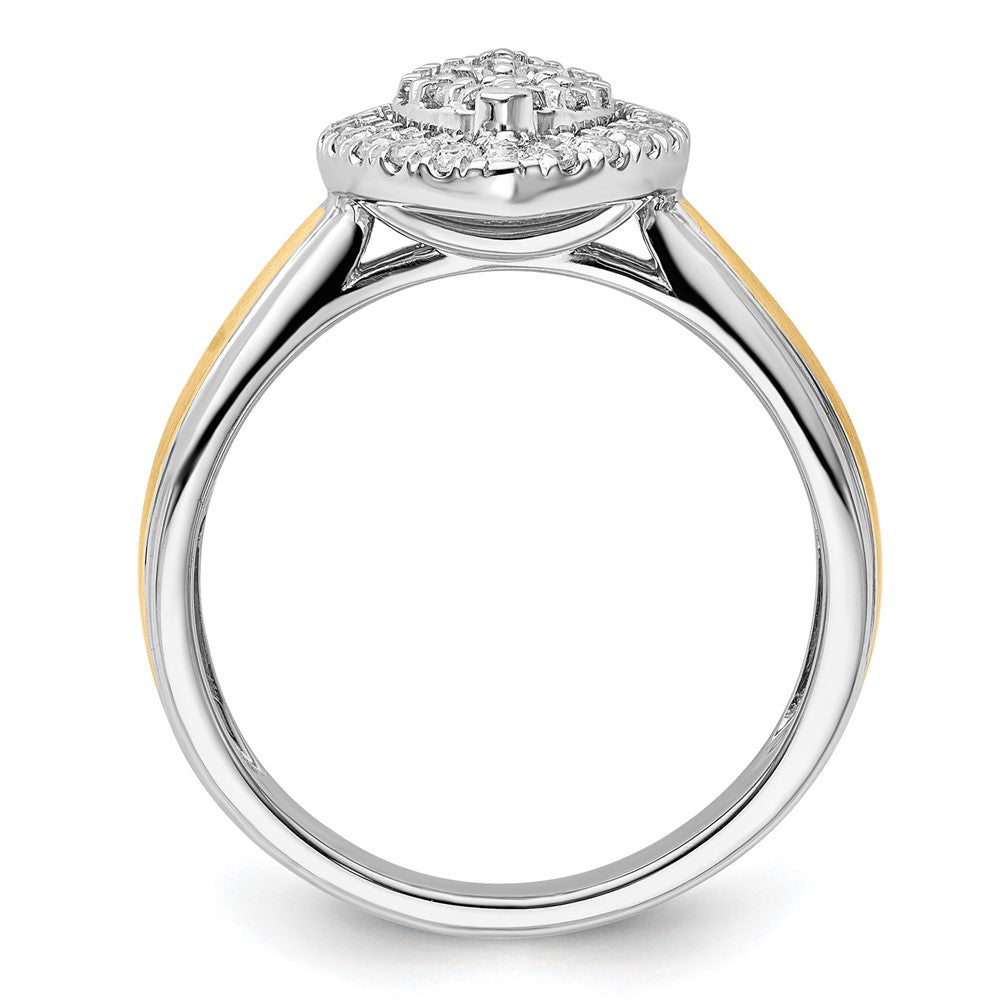 14k Two-tone 1/2ct Lab Grown Diamond VS/SI+ G+ Comp Cluster Eng Ring