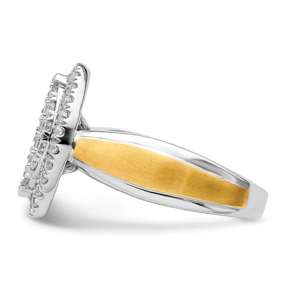 14k Two-tone 1/2ct Lab Grown Diamond VS/SI+ G+ Comp Cluster Eng Ring