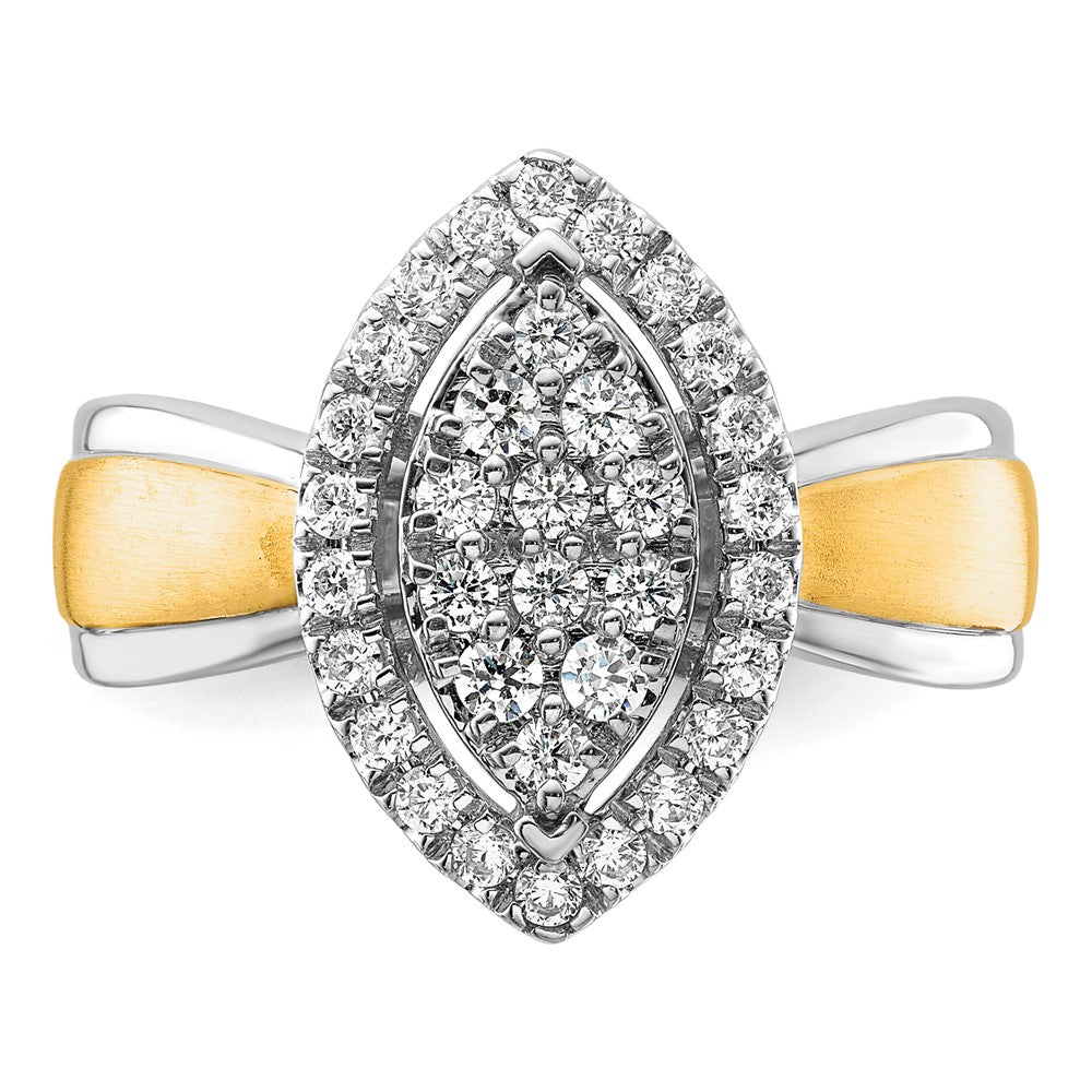 14k Two-tone 1/2ct Lab Grown Diamond VS/SI+ G+ Comp Cluster Eng Ring
