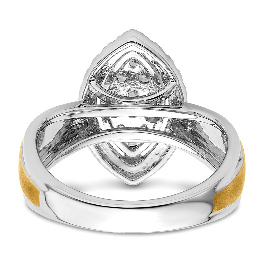 14k Two-tone 1/2ct Lab Grown Diamond VS/SI+ G+ Comp Cluster Eng Ring