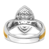 14k Two-tone 1/2ct Lab Grown Diamond VS/SI+ G+ Comp Cluster Eng Ring