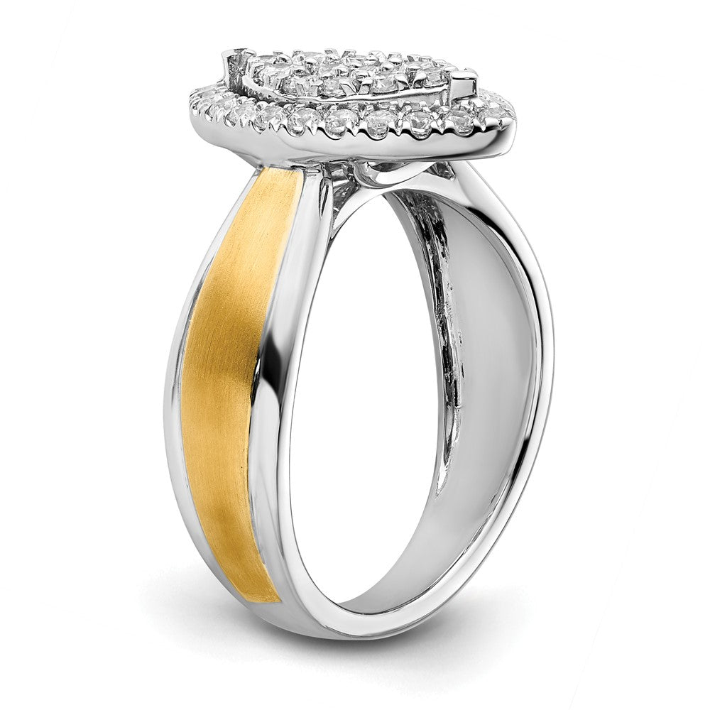 14k Two-tone 1/2ct Lab Grown Diamond VS/SI+ G+ Comp Cluster Eng Ring