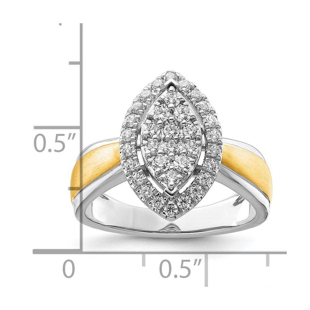 14k Two-tone 1/2ct Lab Grown Diamond VS/SI+ G+ Comp Cluster Eng Ring
