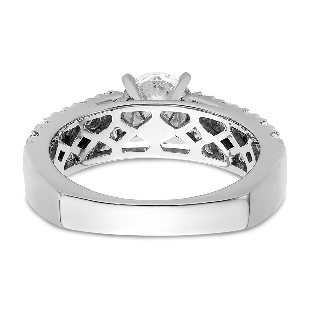 14k White Gold 1 1/10 ct Lab Grown Dia VS/SI+ G+ 1 ct Center Semi Eng Ring